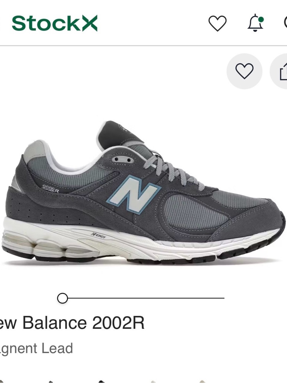 New Balance Men's 2002R Sneaker in Lead Gray with Light Blue N